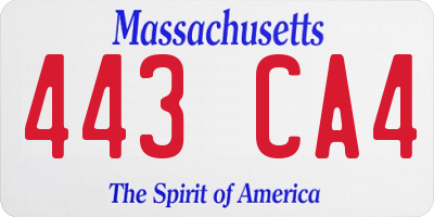 MA license plate 443CA4