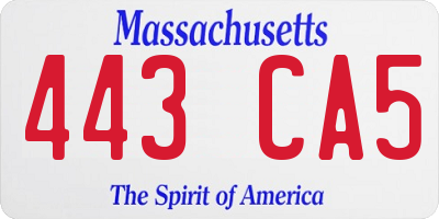 MA license plate 443CA5