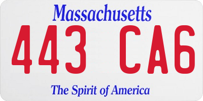 MA license plate 443CA6
