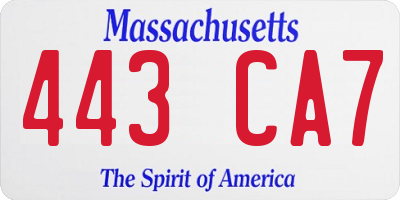 MA license plate 443CA7