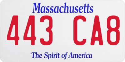MA license plate 443CA8