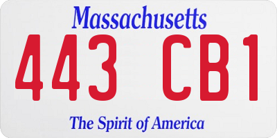 MA license plate 443CB1