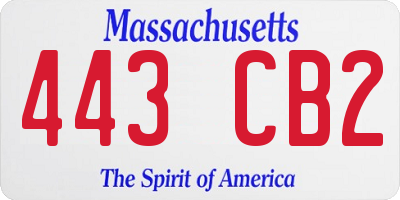 MA license plate 443CB2
