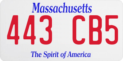 MA license plate 443CB5