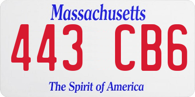 MA license plate 443CB6