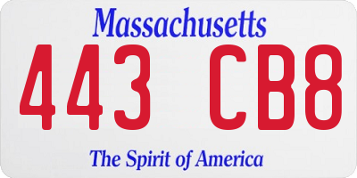 MA license plate 443CB8