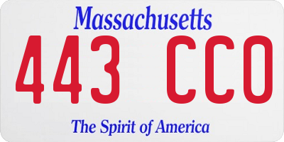 MA license plate 443CC0