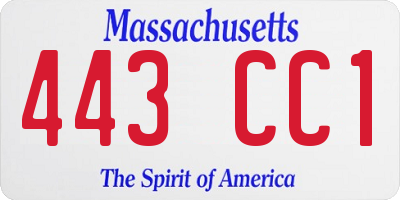 MA license plate 443CC1
