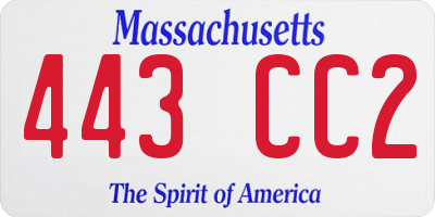 MA license plate 443CC2