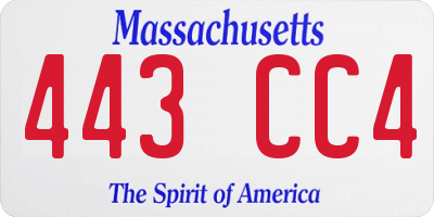 MA license plate 443CC4