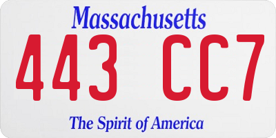 MA license plate 443CC7