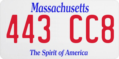 MA license plate 443CC8