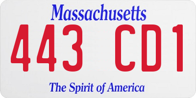 MA license plate 443CD1