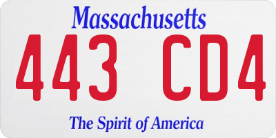 MA license plate 443CD4
