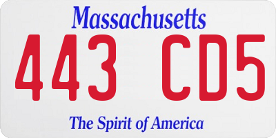 MA license plate 443CD5