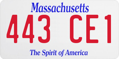 MA license plate 443CE1
