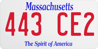 MA license plate 443CE2