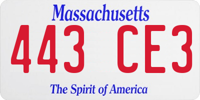 MA license plate 443CE3