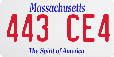 MA license plate 443CE4