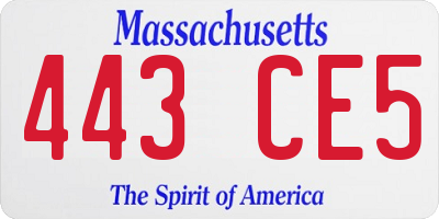 MA license plate 443CE5