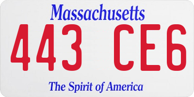 MA license plate 443CE6