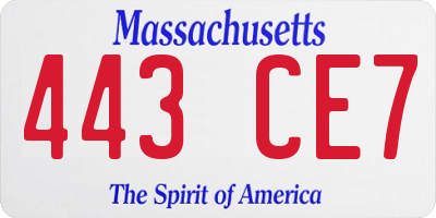 MA license plate 443CE7