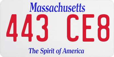 MA license plate 443CE8