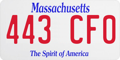 MA license plate 443CF0