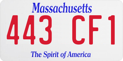 MA license plate 443CF1