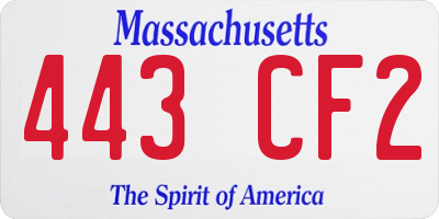 MA license plate 443CF2