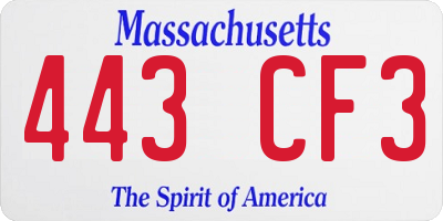 MA license plate 443CF3