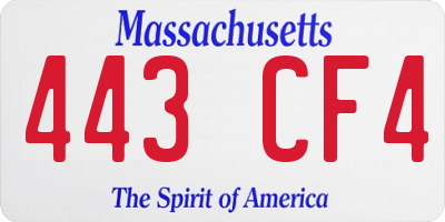 MA license plate 443CF4