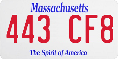 MA license plate 443CF8