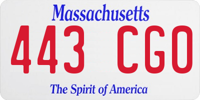 MA license plate 443CG0