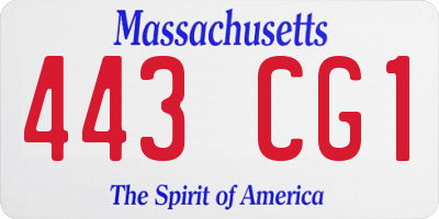 MA license plate 443CG1