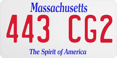 MA license plate 443CG2