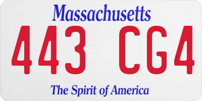 MA license plate 443CG4