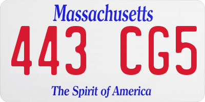 MA license plate 443CG5