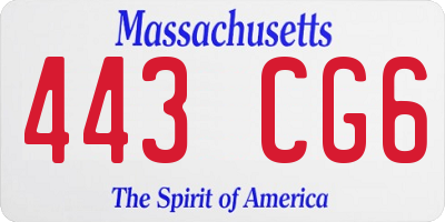 MA license plate 443CG6