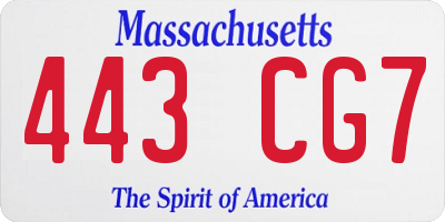 MA license plate 443CG7