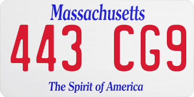 MA license plate 443CG9