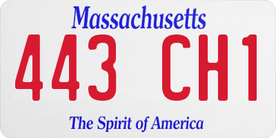 MA license plate 443CH1