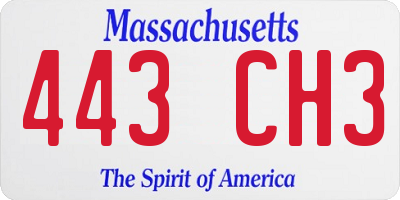 MA license plate 443CH3