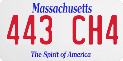 MA license plate 443CH4
