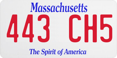 MA license plate 443CH5