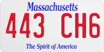 MA license plate 443CH6