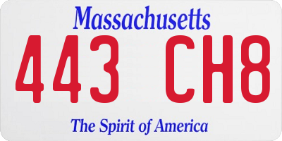 MA license plate 443CH8