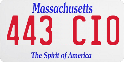 MA license plate 443CI0