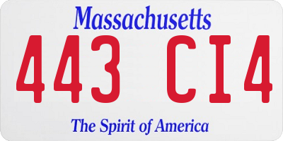 MA license plate 443CI4