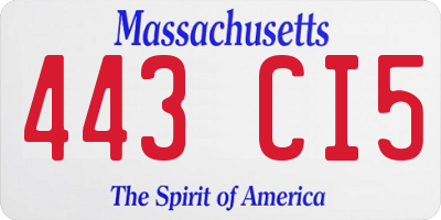 MA license plate 443CI5